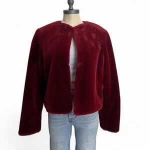 Burgundy faux fur jacket